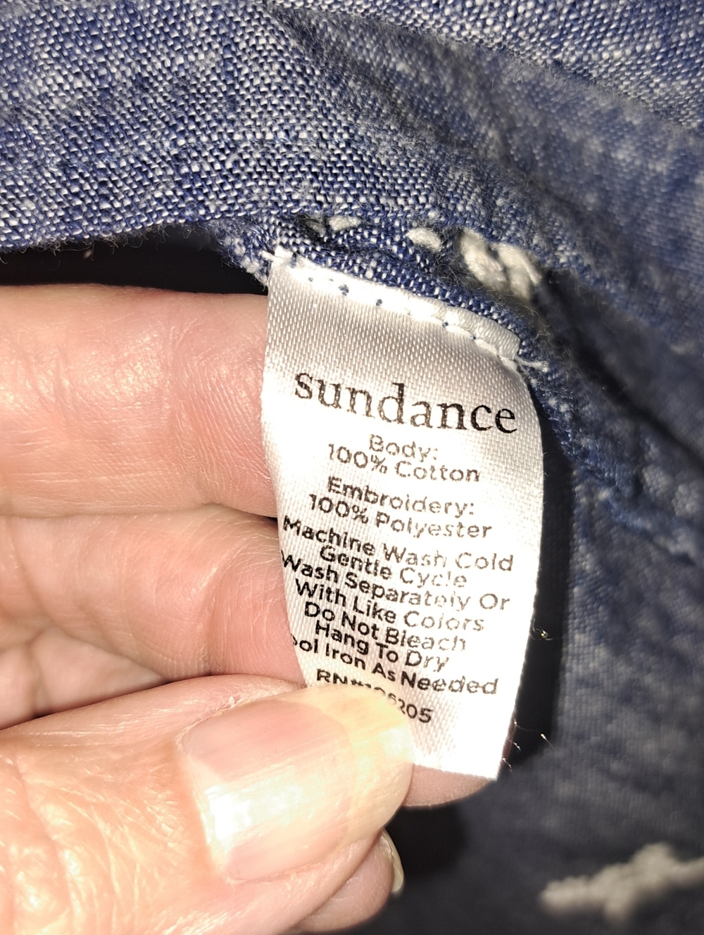 Sundance Blue Embroidered Peasant Top Blouse Breathable Cotton Boho Medium - Picture 6 of 12